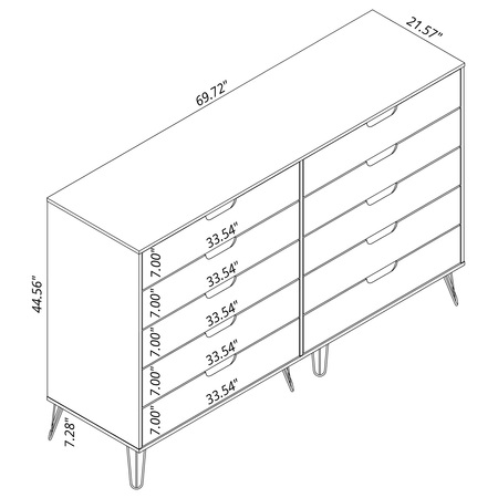 Manhattan Comfort Rockefeller 10-Drawer Double Tall Dresser in Nature and Textured Grey 156GMC7